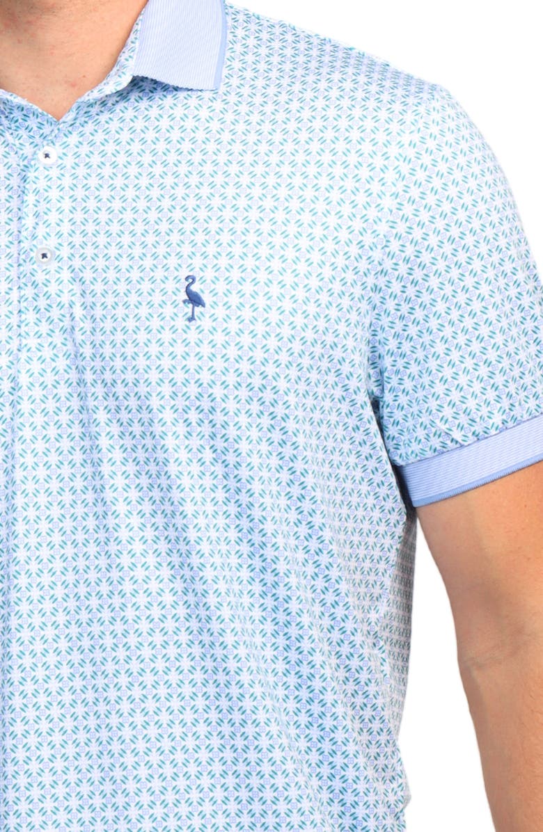 TailorByrd Geo Floral Print Performance Polo, Alternate, color, Blue