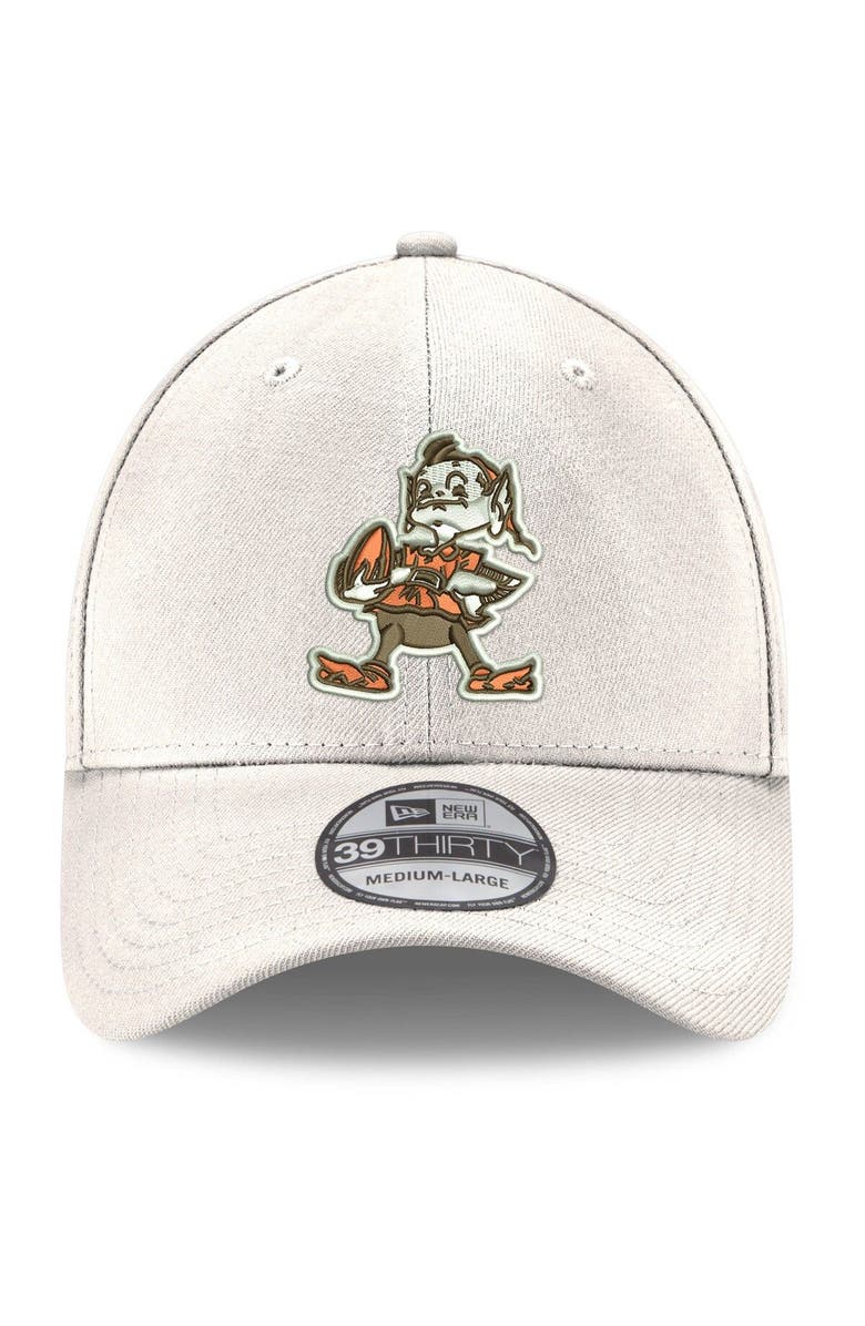 New Era Men's New Era White Cleveland Browns Throwback Logo Iced II 39THIRTY Flex Hat, Alternate, color,