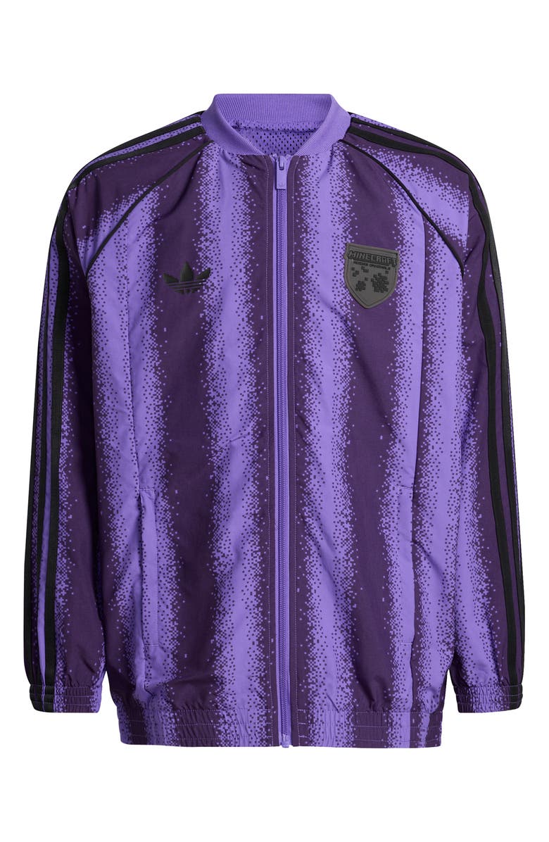 adidas Originals Kids' Minecraft 3-Stripes Track Jacket, Main, color, Purple Rush/ Violet
