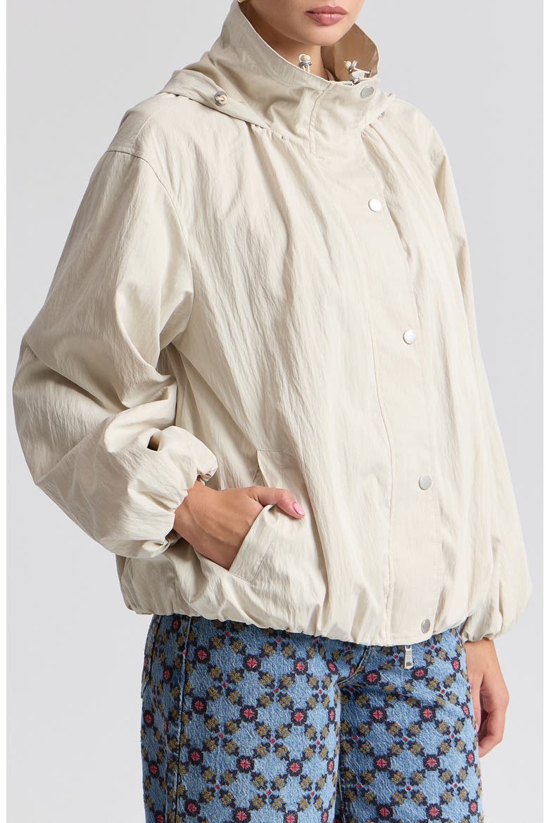 Balloon Hem Hooded Windbreaker Jacket, Alternate, color, PORCELAIN