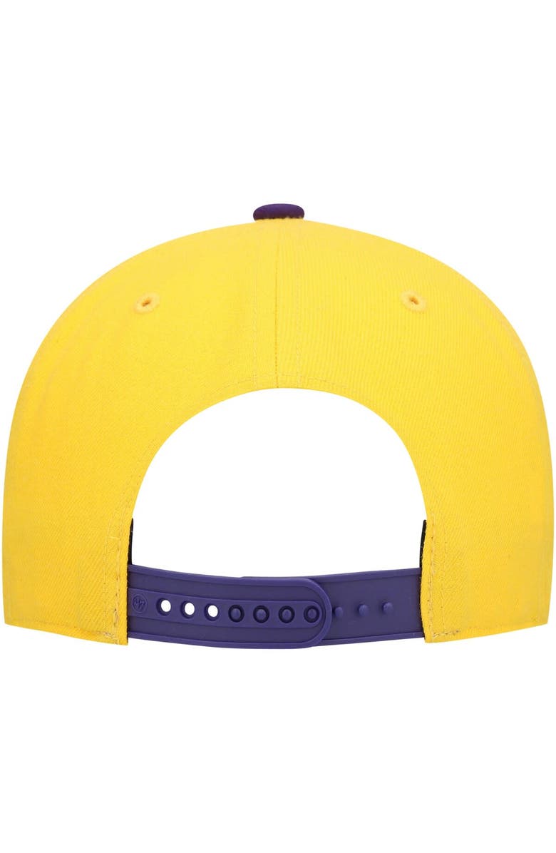 '47 Men's '47 Gold/Purple Los Angeles Lakers Two-Tone No Shot Captain Snapback Hat, Alternate, color, 