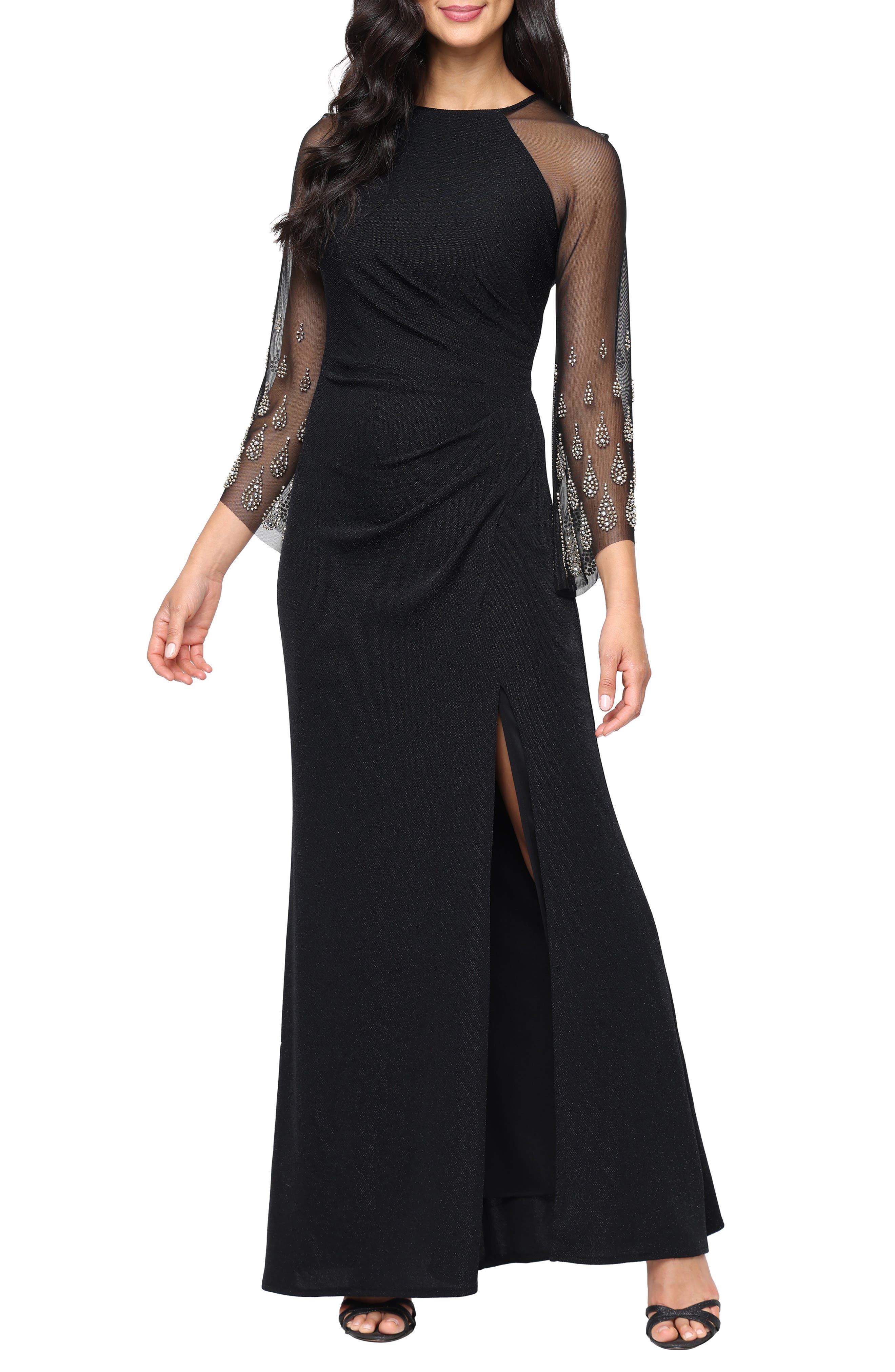 Metallic Long Sleeve Gown