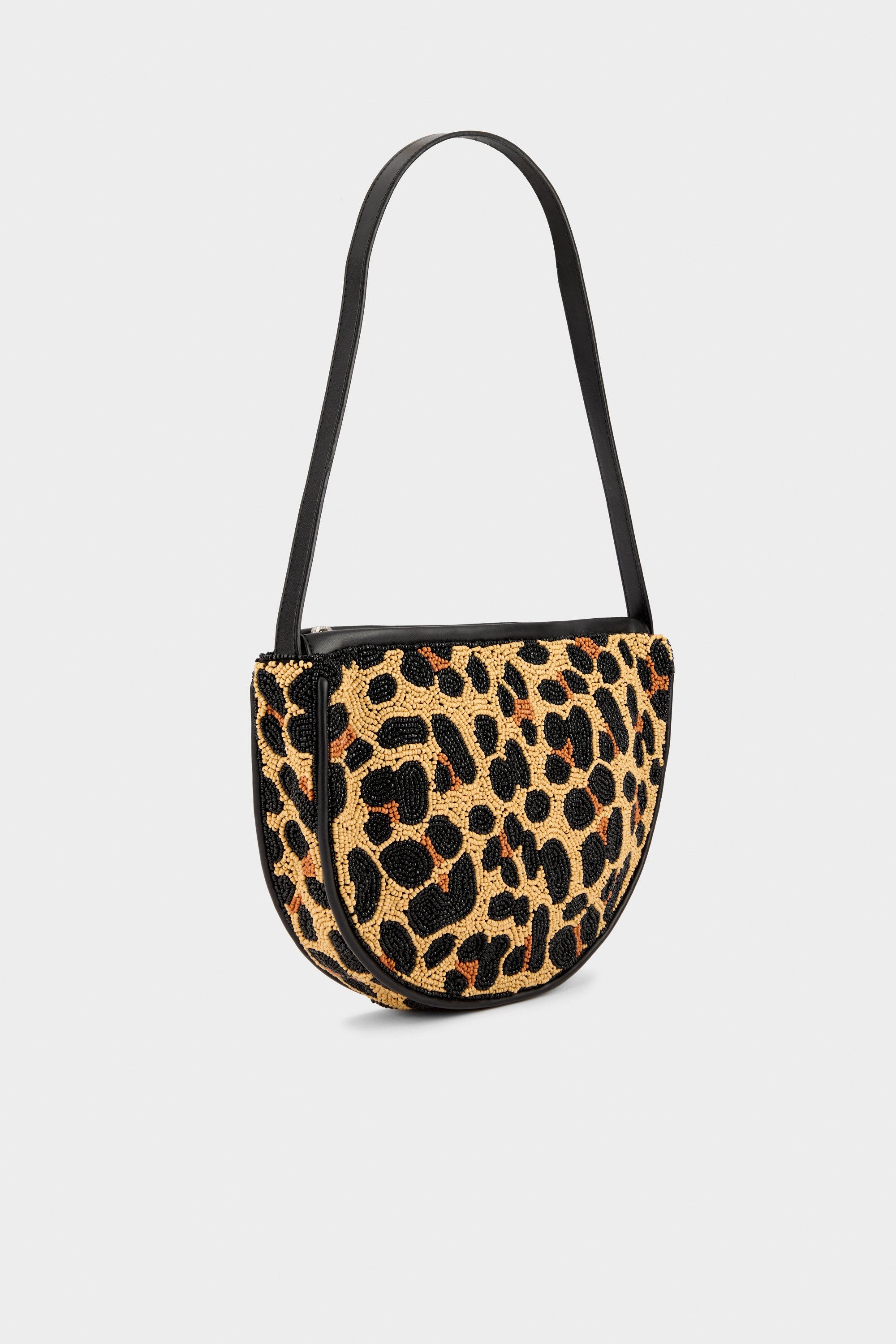 SIMONMILLER Belo Half Moon Shoulder Bag with Seed Bead Embellishment, Alternate, color, Cheetah