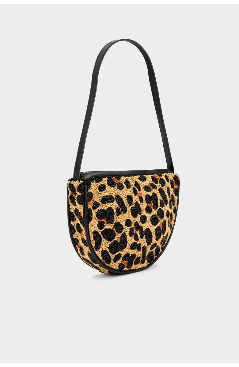 SIMONMILLER Belo Half Moon Shoulder Bag with Seed Bead Embellishment, Alternate, color, Cheetah