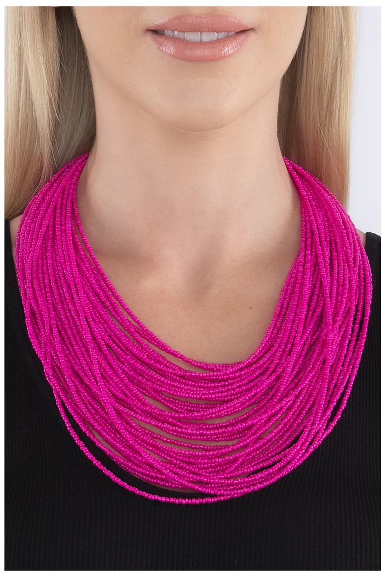 Beaded Layered Necklace, Alternate, color, PINK