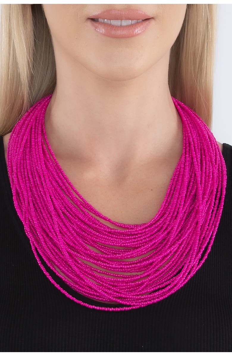 EYE CANDY LOS ANGELES Beaded Layered Necklace, Alternate, color, Pink