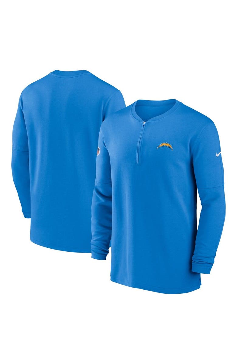 Nike Men's Nike  Powder Blue Los Angeles Chargers 2023 Sideline Performance Long Sleeve Tri-Blend Quarter-Zip Top, Main, color, 