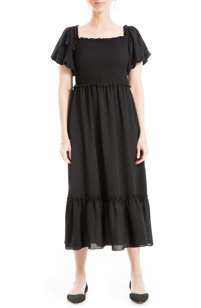 MAX STUDIO Puff Sleeve Smocked Midi Dress, Main, color, 
