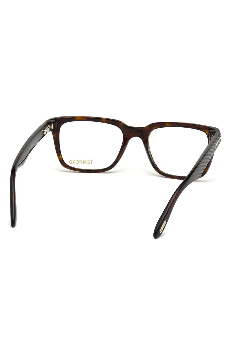 TOM FORD 52mm Geometric Optical Glasses, Alternate, color, Shiny Classic Havana
