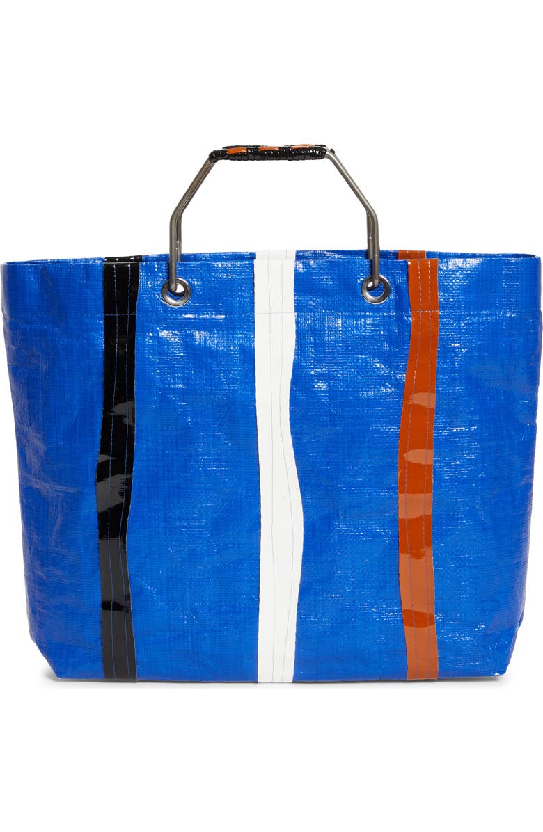 PLAN C Stripe Shopper Tote, Alternate, color, Blue White Blacks