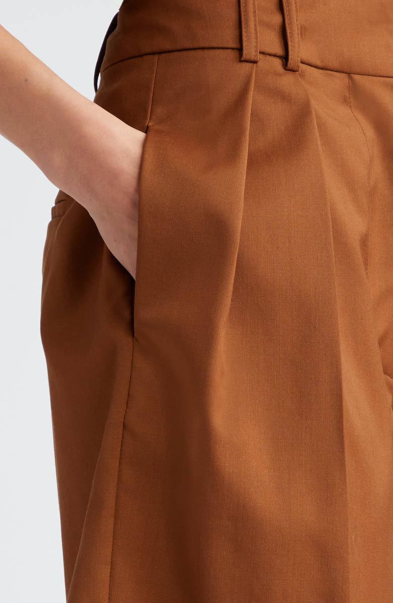 Róhe Pleated Wide Leg Virgin Wool Shorts, Alternate, color, Rust