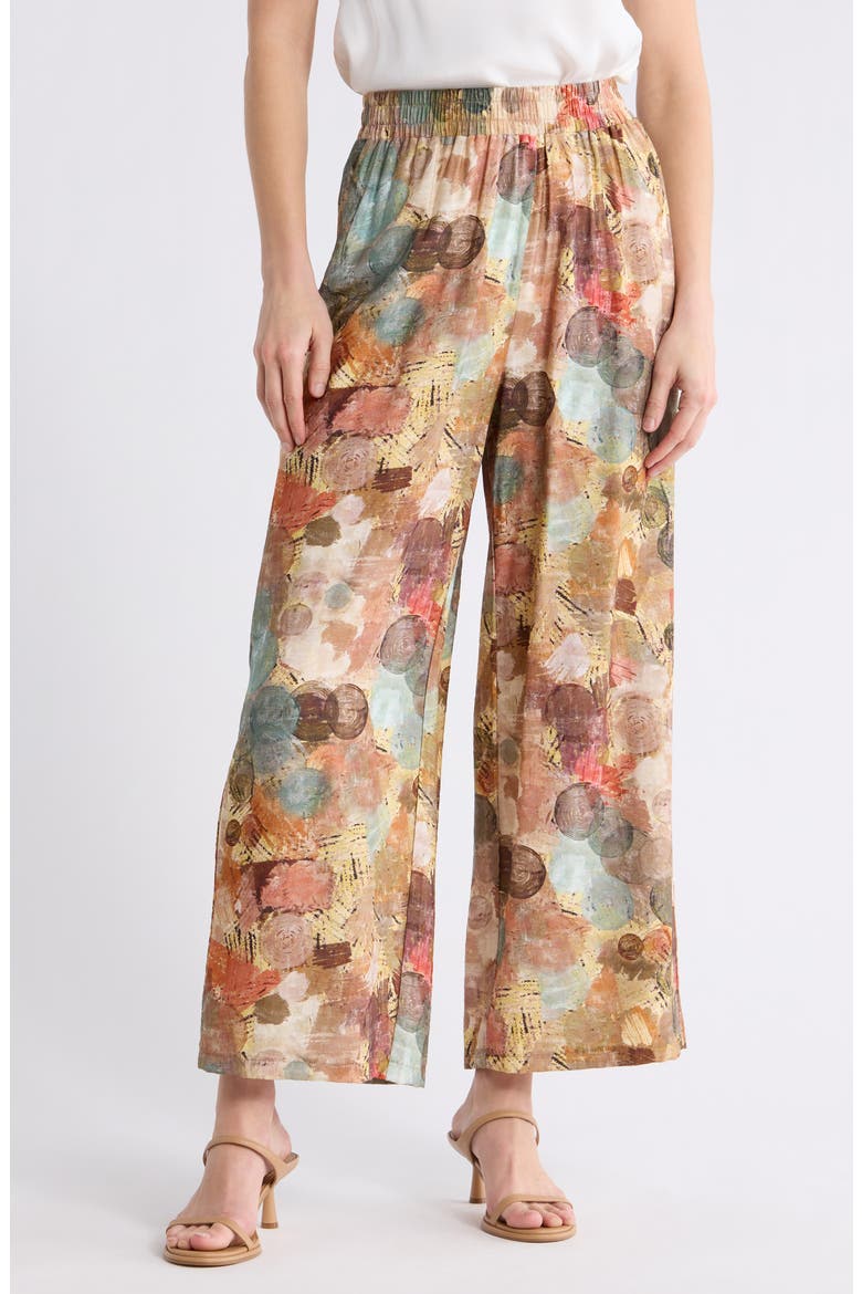 Abstract Print Pull-On Pants, Main, color, BLUE