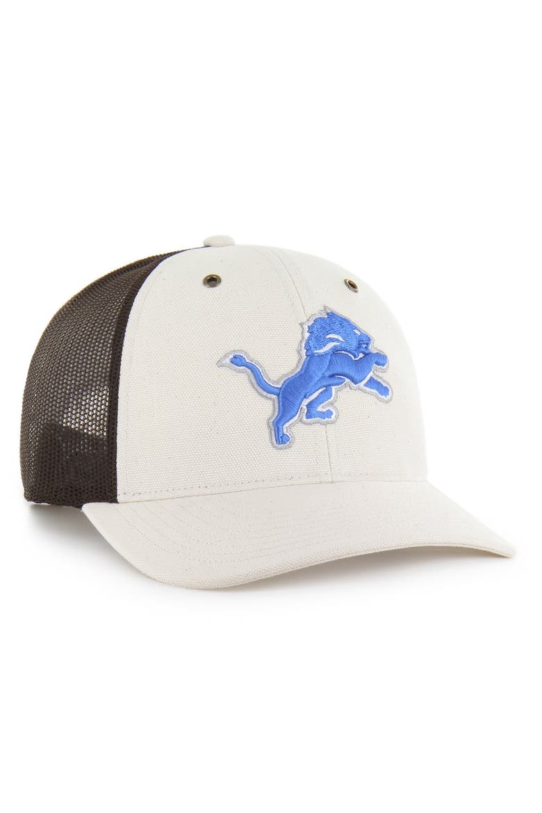 Men's Carhartt x '47 Natural/Brown Detroit Lions Undyed Trucker Adjustable Hat, Alternate, color, Natural