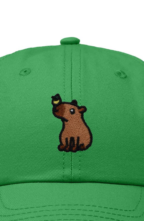 Dalix Capybara Embroidered Everyday Hat In Kelly Green