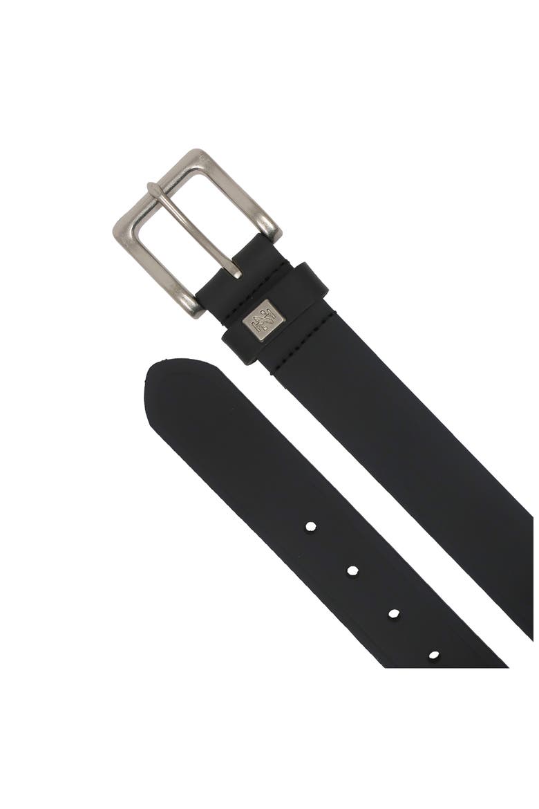 Cut Edge Leather Belt, Alternate, color, BLACK
