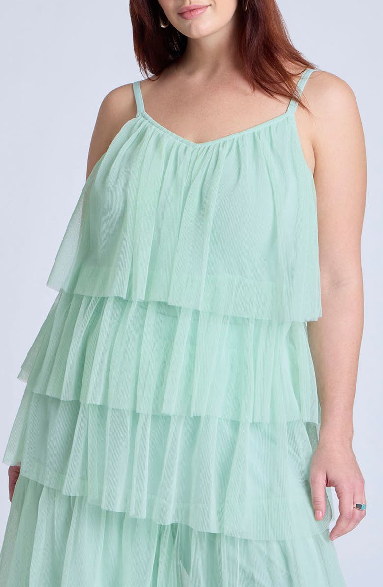 ELOQUII Crinkle Tulle Tiered Camisole, Main, color, 