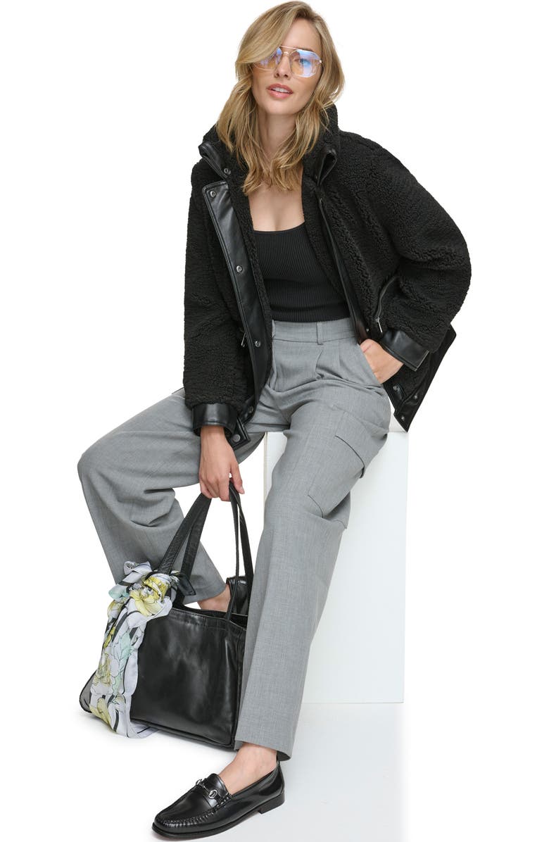 Andrew Marc Zepita Faux Shearling Bomber Jacket, Alternate, color, Black