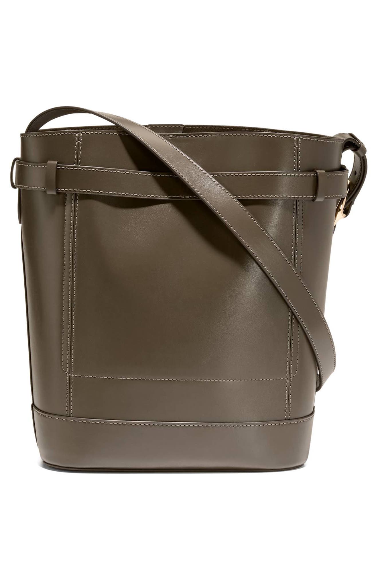 Alexandria Leather Bucket Bag, Alternate, color, DEEP OLIVE