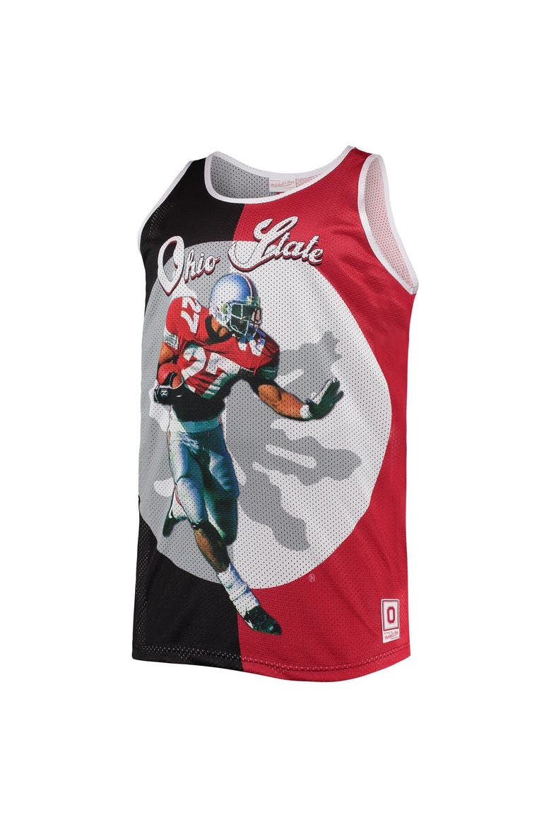 Men's Mitchell & Ness Eddie George Black/Scarlet Ohio State Buckeyes Sublimated Player Big & Tall Tank Top, Alternate, color, Black