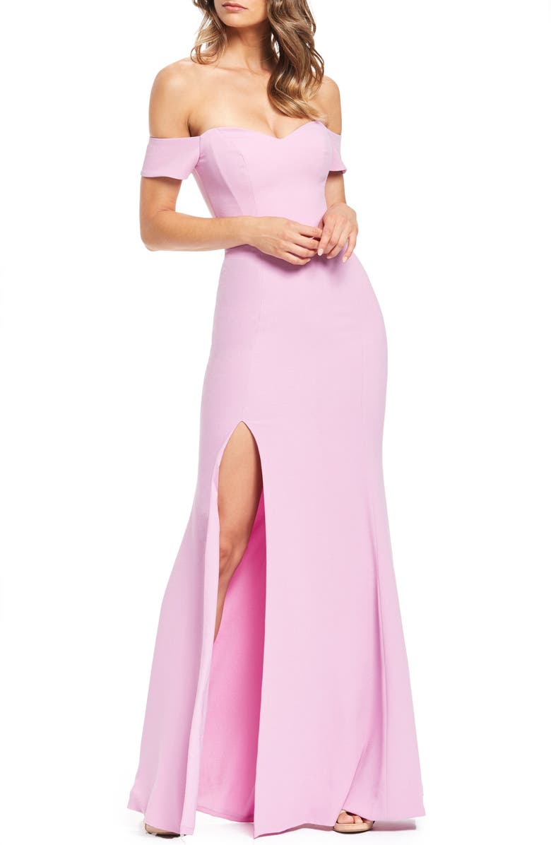 Dress the Population Logan Off the Shoulder Evening Dress, Main, color, 