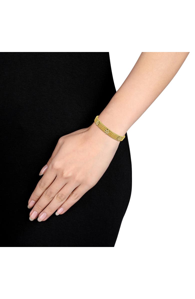 Julianna B. Cubic Zirconia Omega Flower Bracelet Yellow Plated, Alternate, color,