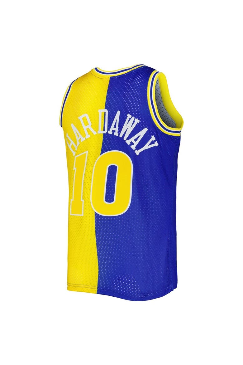 Men's Mitchell & Ness Tim Hardaway Royal/Gold Golden State Warriors Hardwood Classics 1990/91 Split Swingman Jersey, Alternate, color, Royal