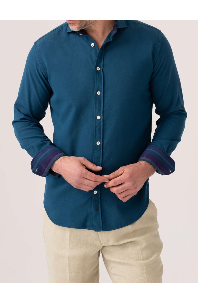 Koy Clothing Kabisa Kikoy Cotton Long Sleeve Shirt, Main, color, Teal Blue