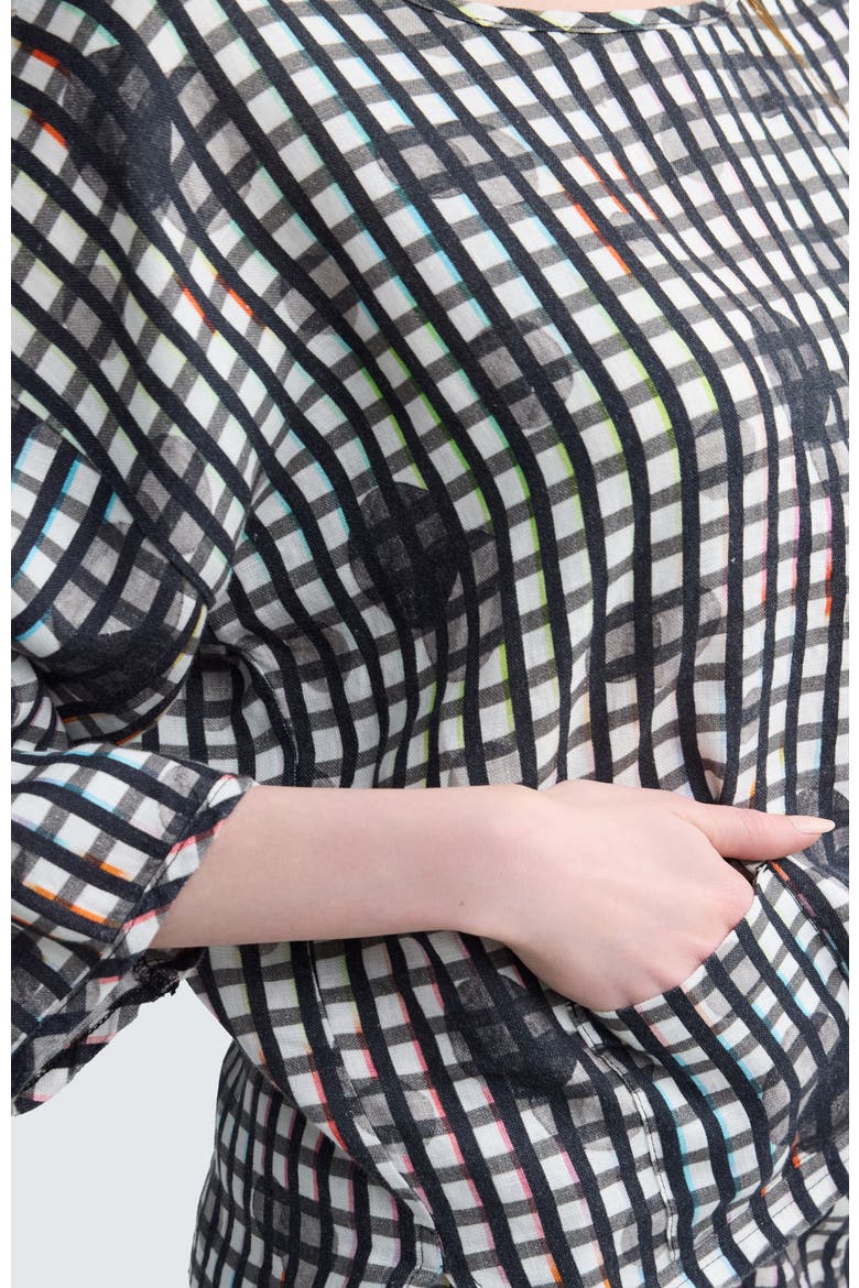 Lunelle Neon Print Linen Boxy Blouse, Alternate, color, Neon Black