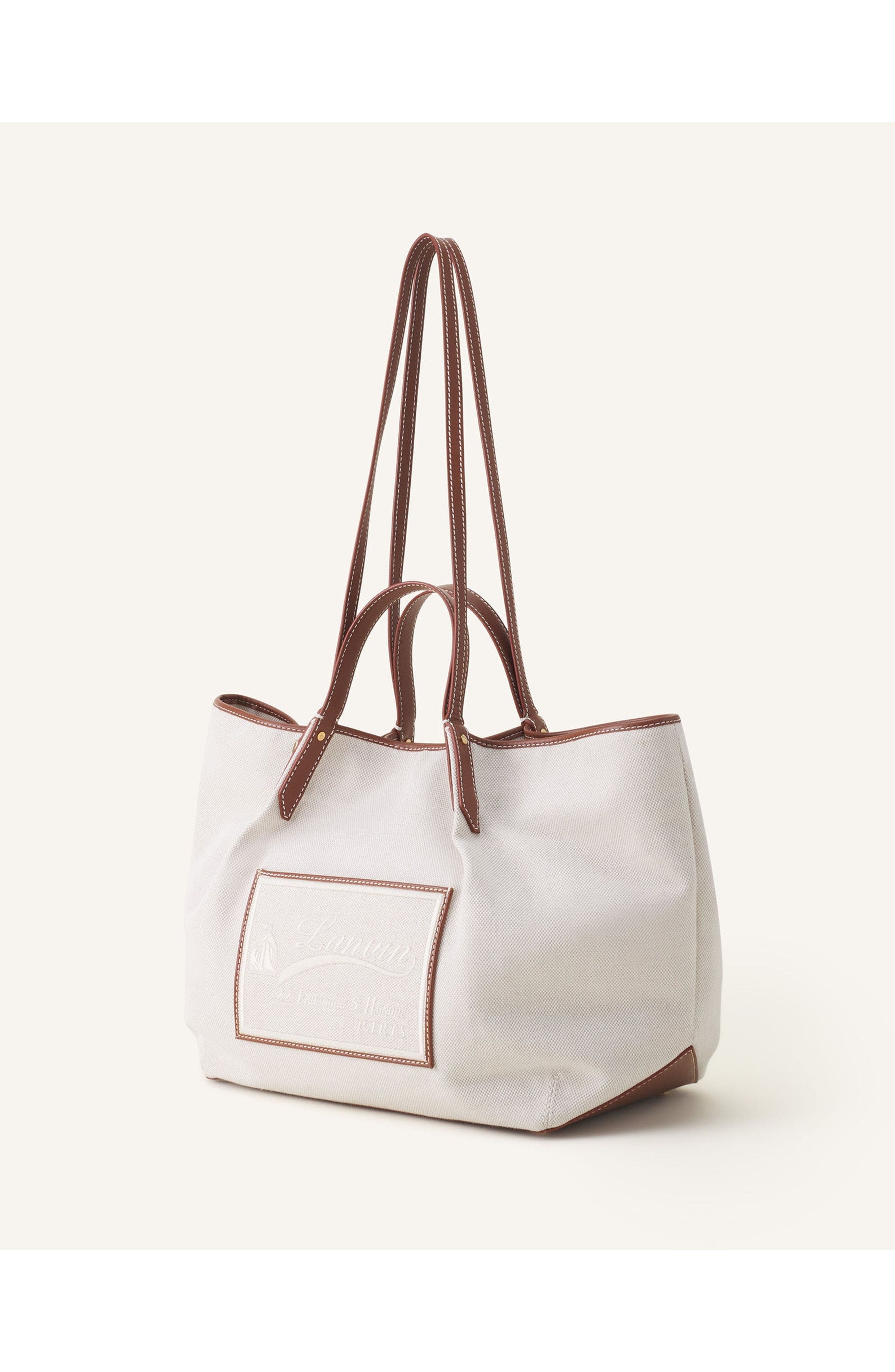 Lanvin Catch By Lanvin Canvas Tote Bag, Alternate, color, Ecru/Cognac