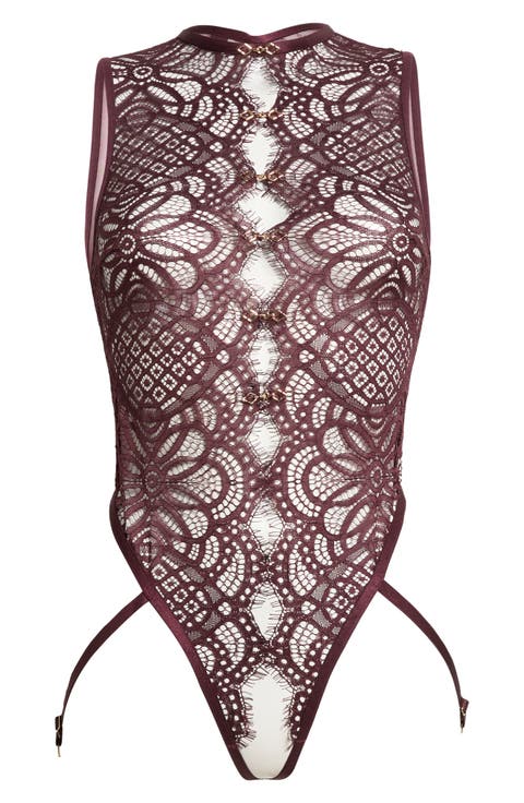 Lace Teddy with Garter Straps