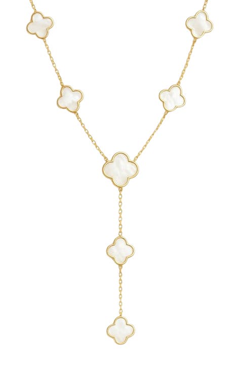 Mother of Pearl Clover Station Y Necklace
