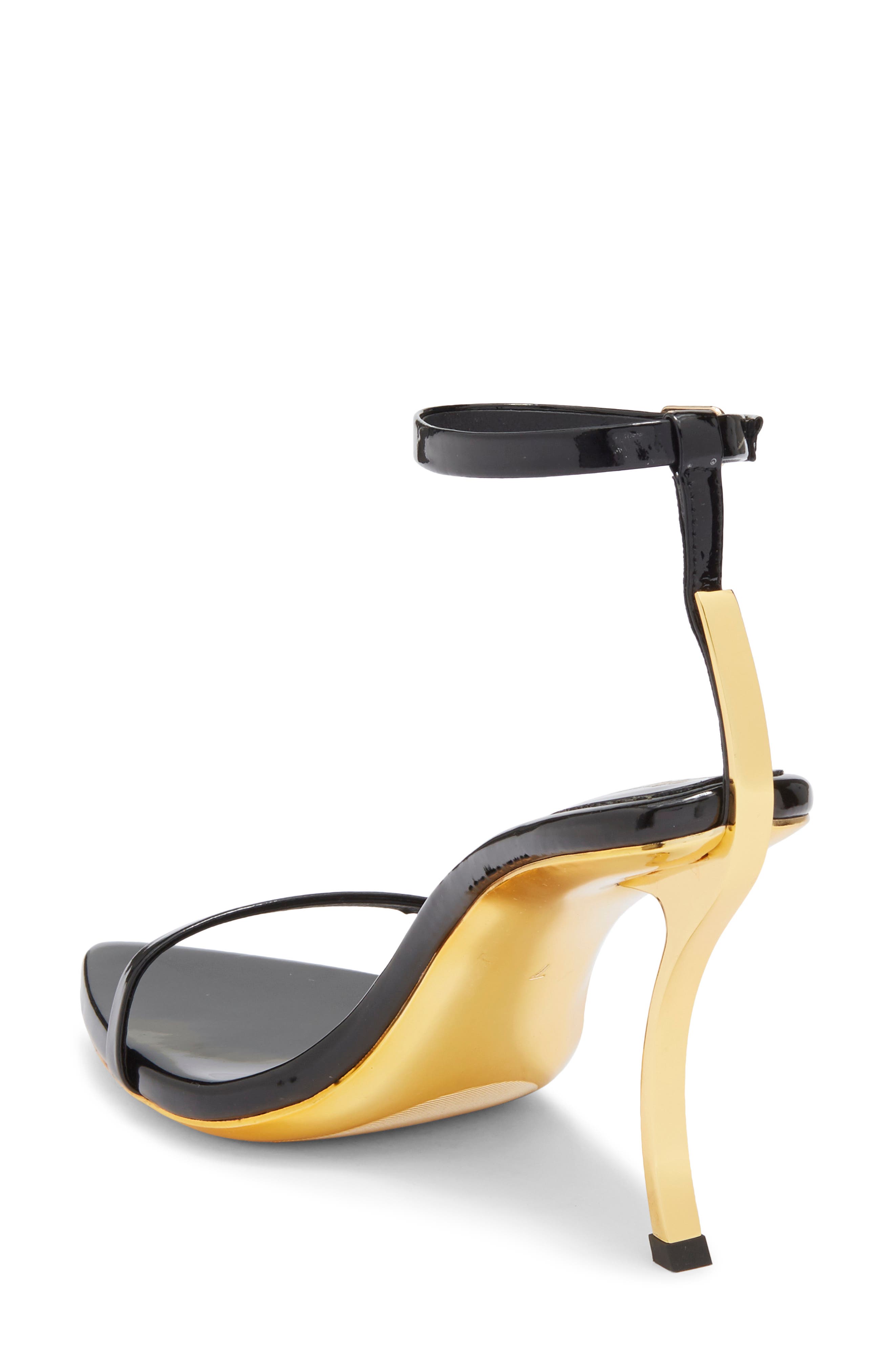 Jeffrey Campbell Obsession Ankle Strap Sandal, Alternate, color, Black Patent Gold