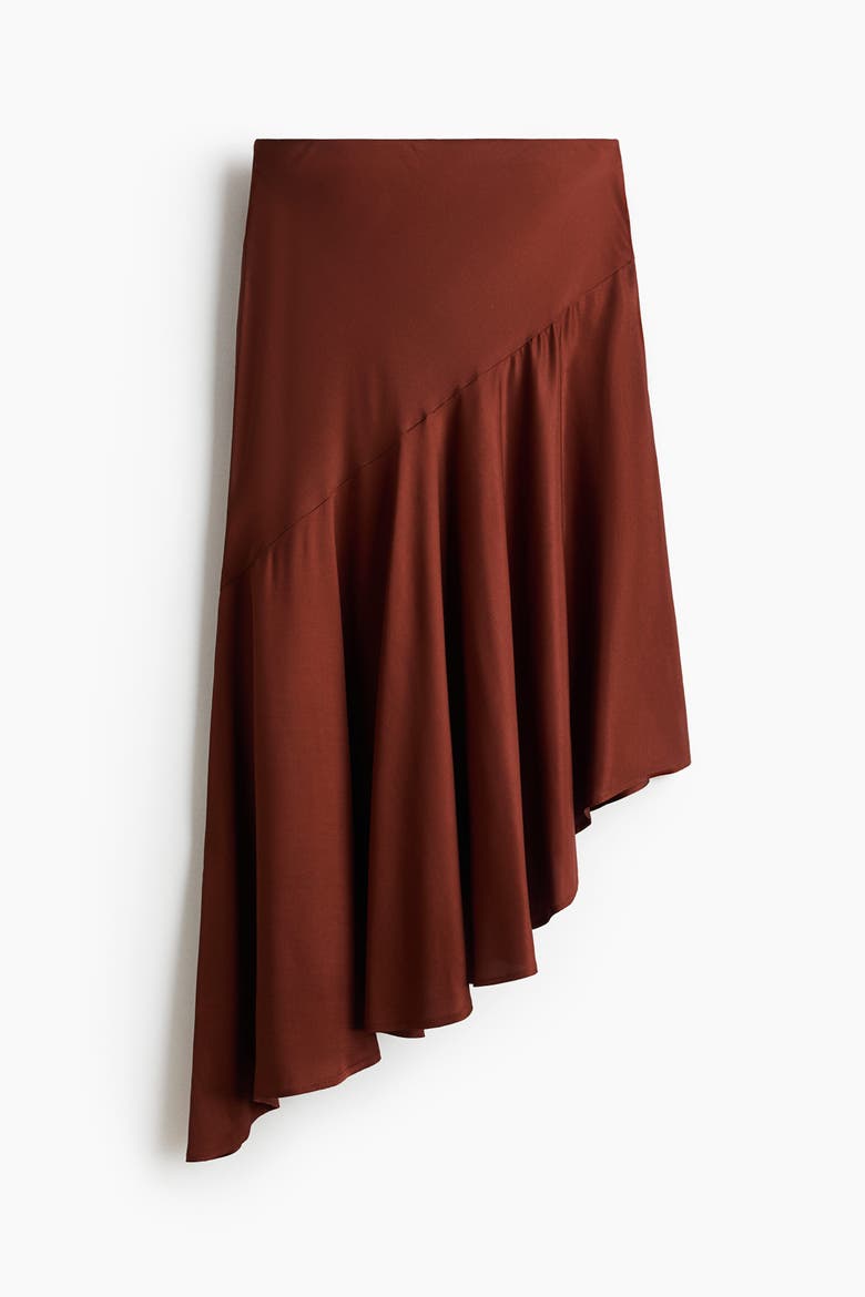 Asymmetric Viscose Skirt, Alternate, color, Rust brown