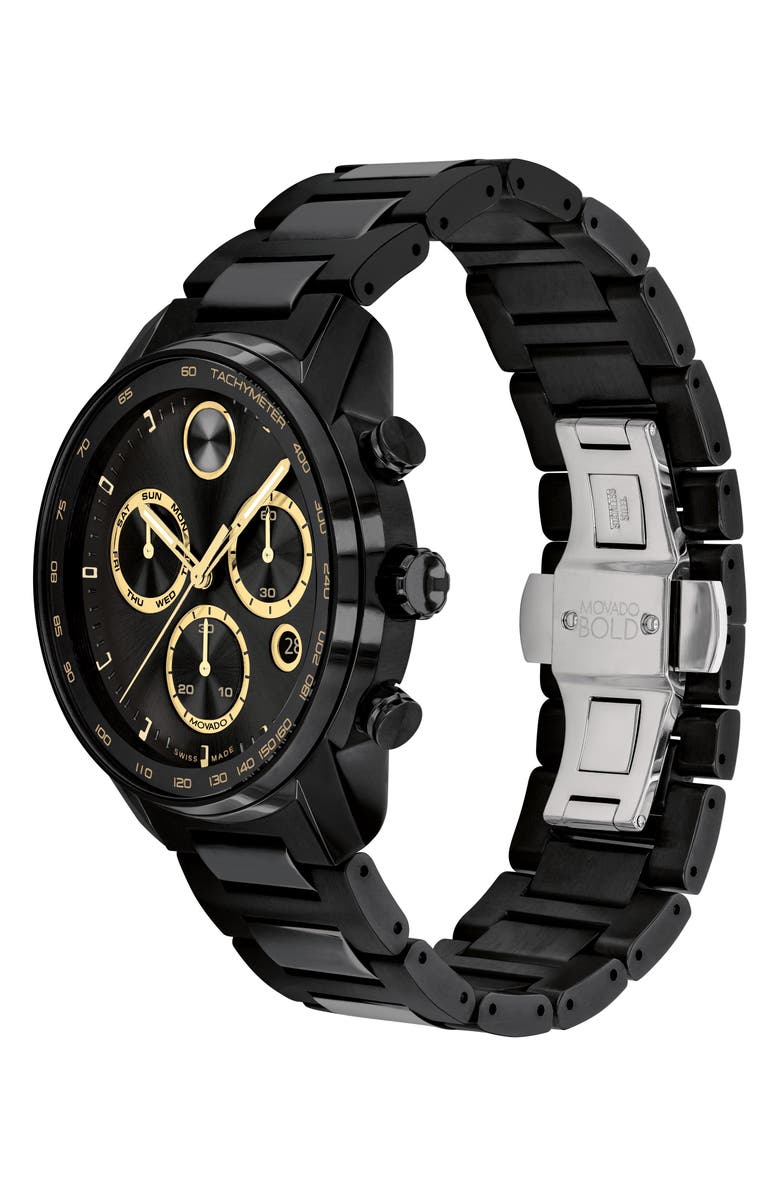 Movado Bold Verso Chronograph Bracelet Watch, 44mm, Alternate, color, Black