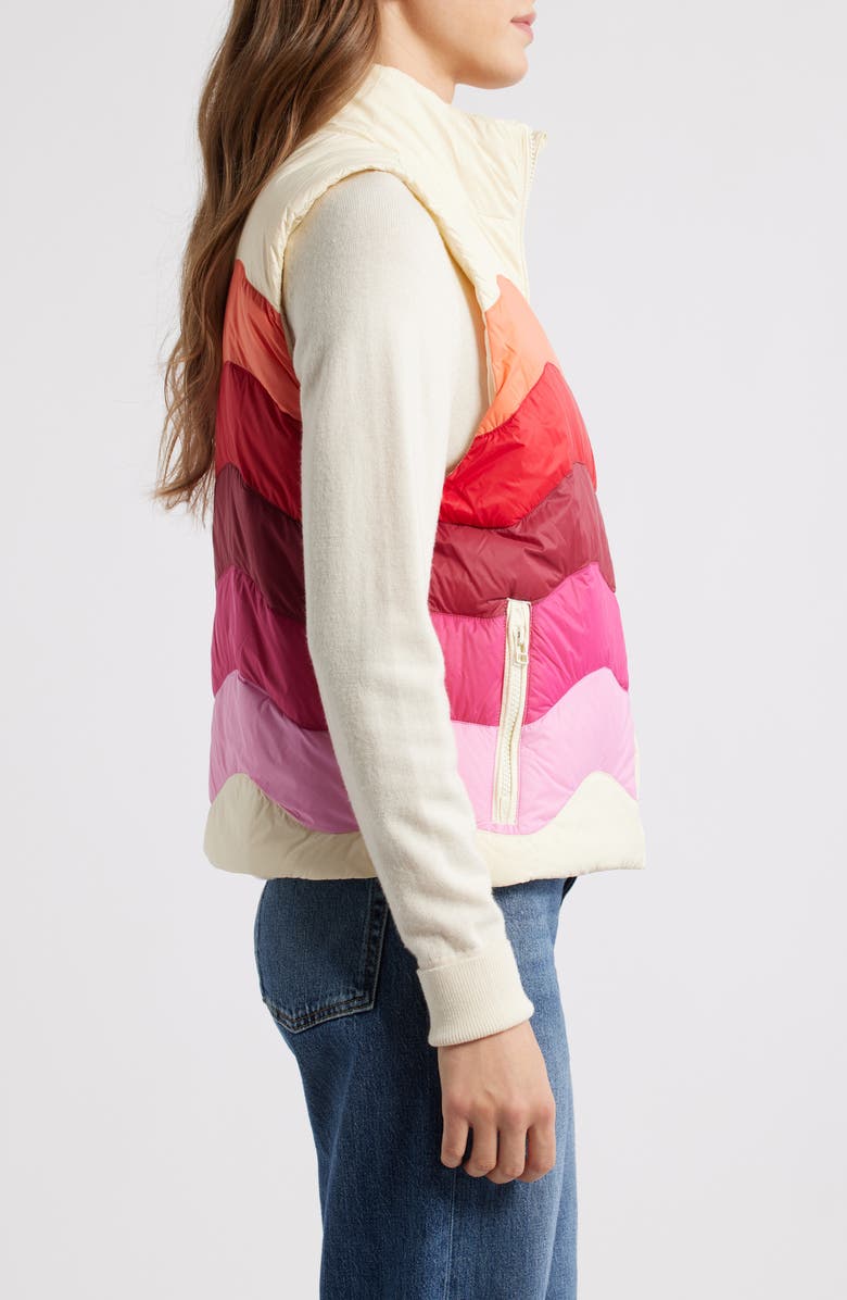 Marine Layer Sunset Puffer Vest, Alternate, color, Warm Wave