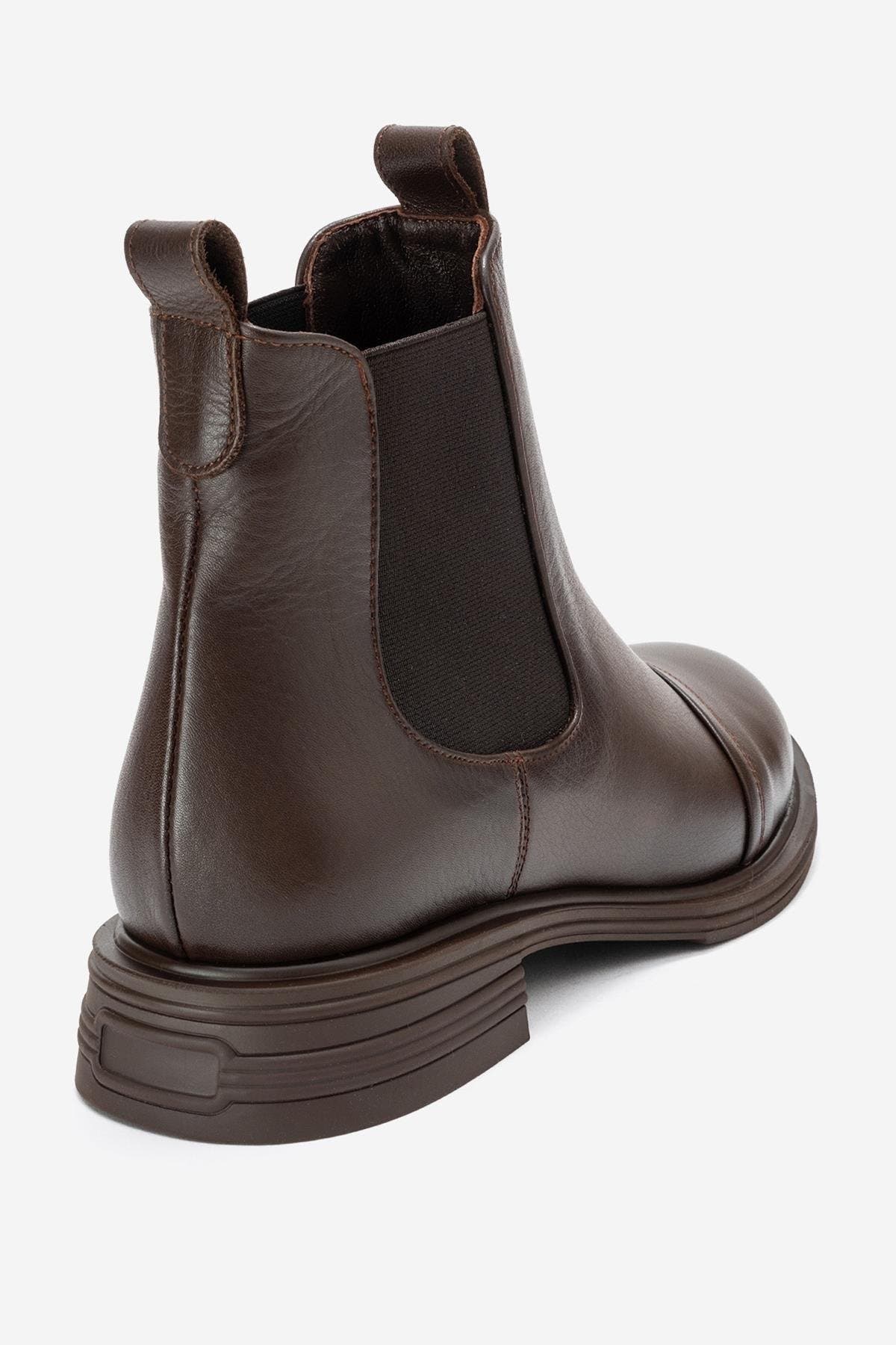 Sidney Leather Buckled Chelsea Boot, Alternate, color, Brown Leather
