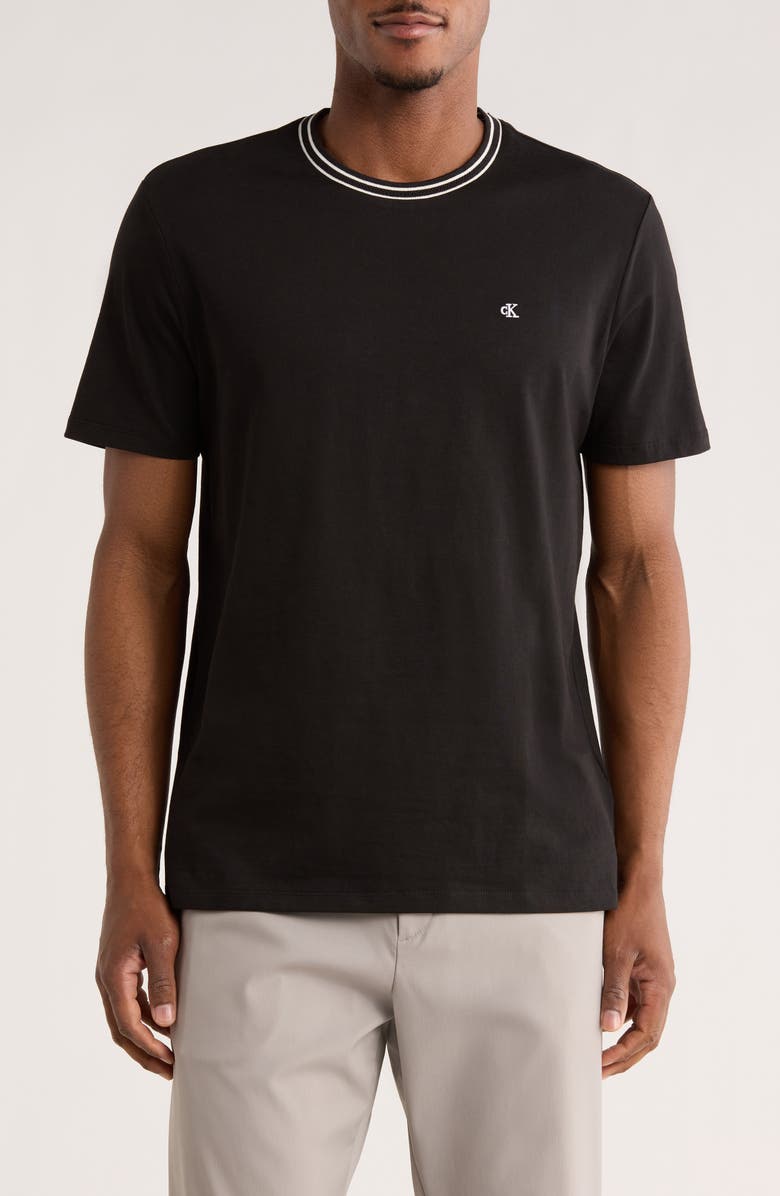 Calvin Klein Double Tip Cotton Jacquard T-Shirt, Main, color, Black