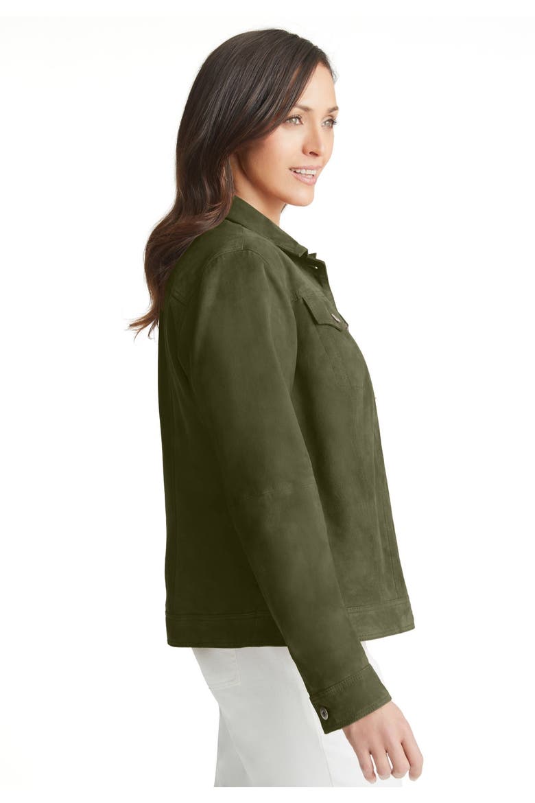 Suede Jean Jacket, Alternate, color, DARK OLIVE GREEN
