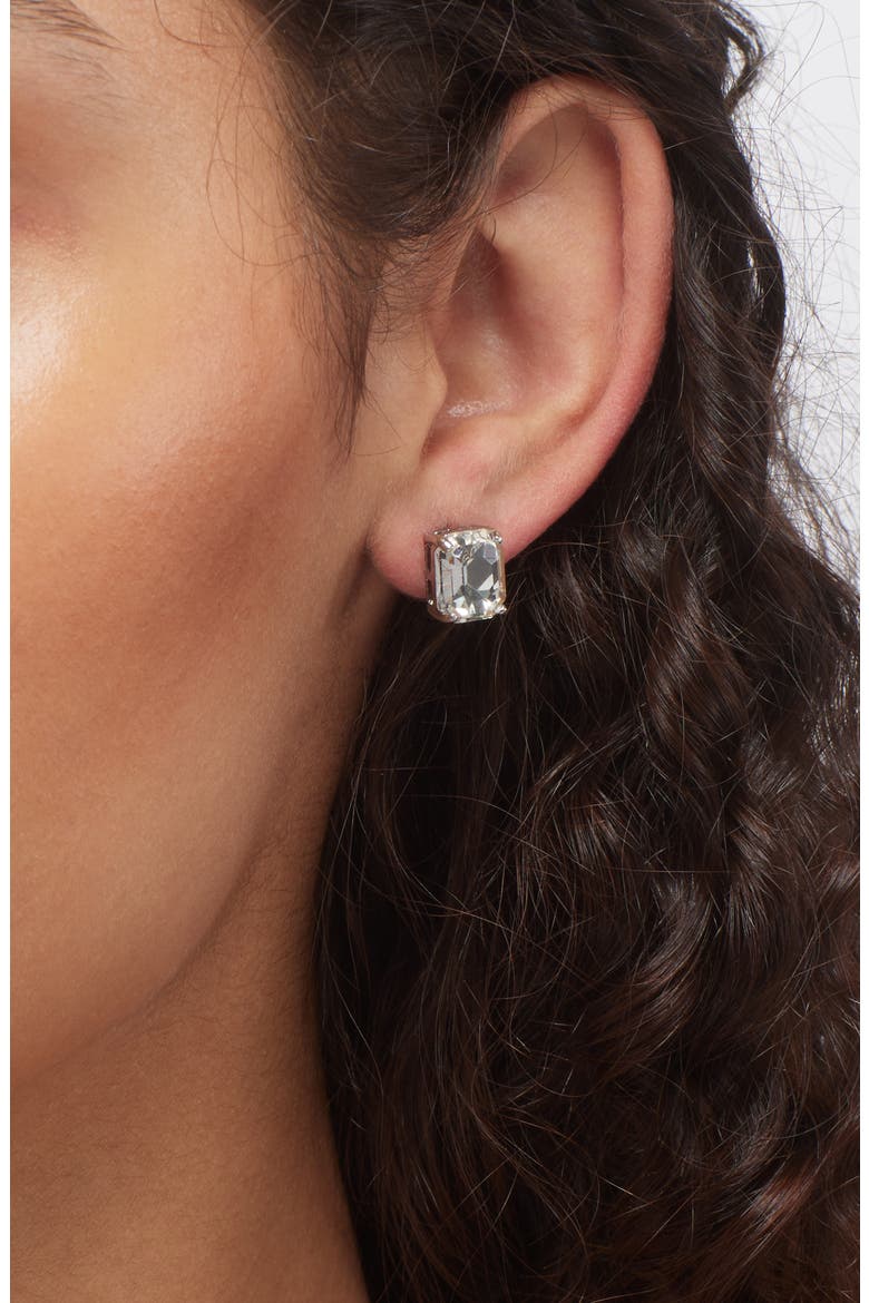 Small Stone Stud Earrings, Alternate, color, SILVER/ CRYSTAL
