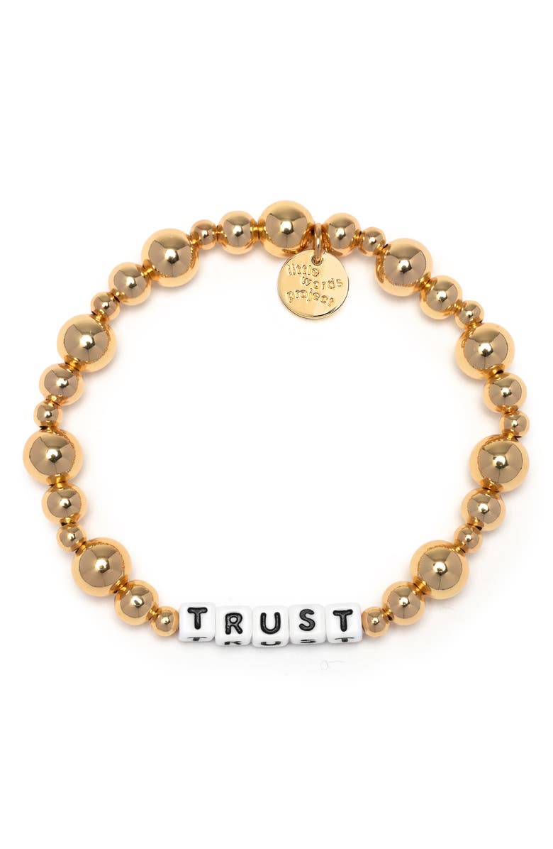 Little Words Project Trust Beaded Stretch Bracelet, Main, color, White
