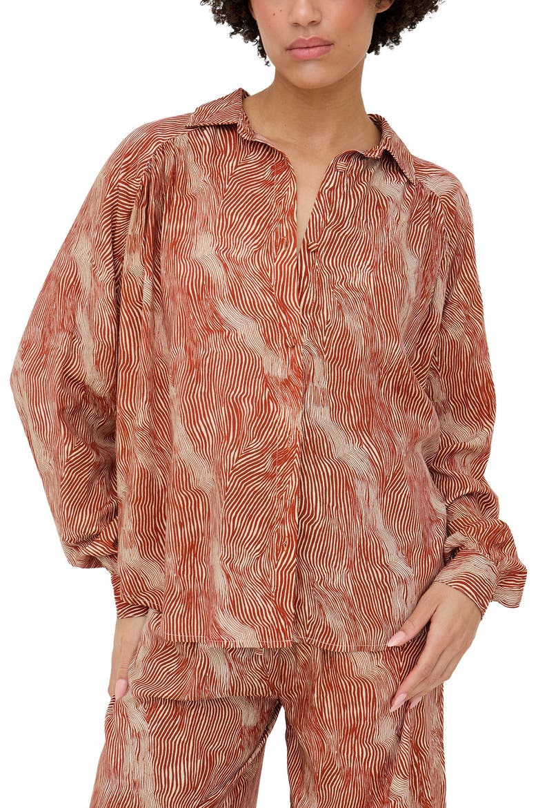 Ginger Button Down Tiger Print Shirt, Main, color, Orange