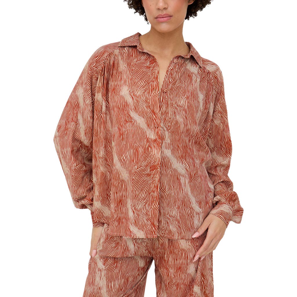 Raffya Ginger Button Down Tiger Print Shirt In Orange