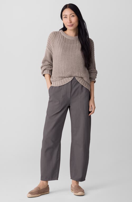 Eileen Fisher Organic Cotton Ankle Barrel Leg Pants In Gray