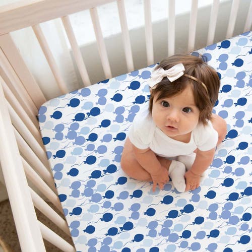 Norani Organic Fitted Crib Sheet In Blue Balloons
