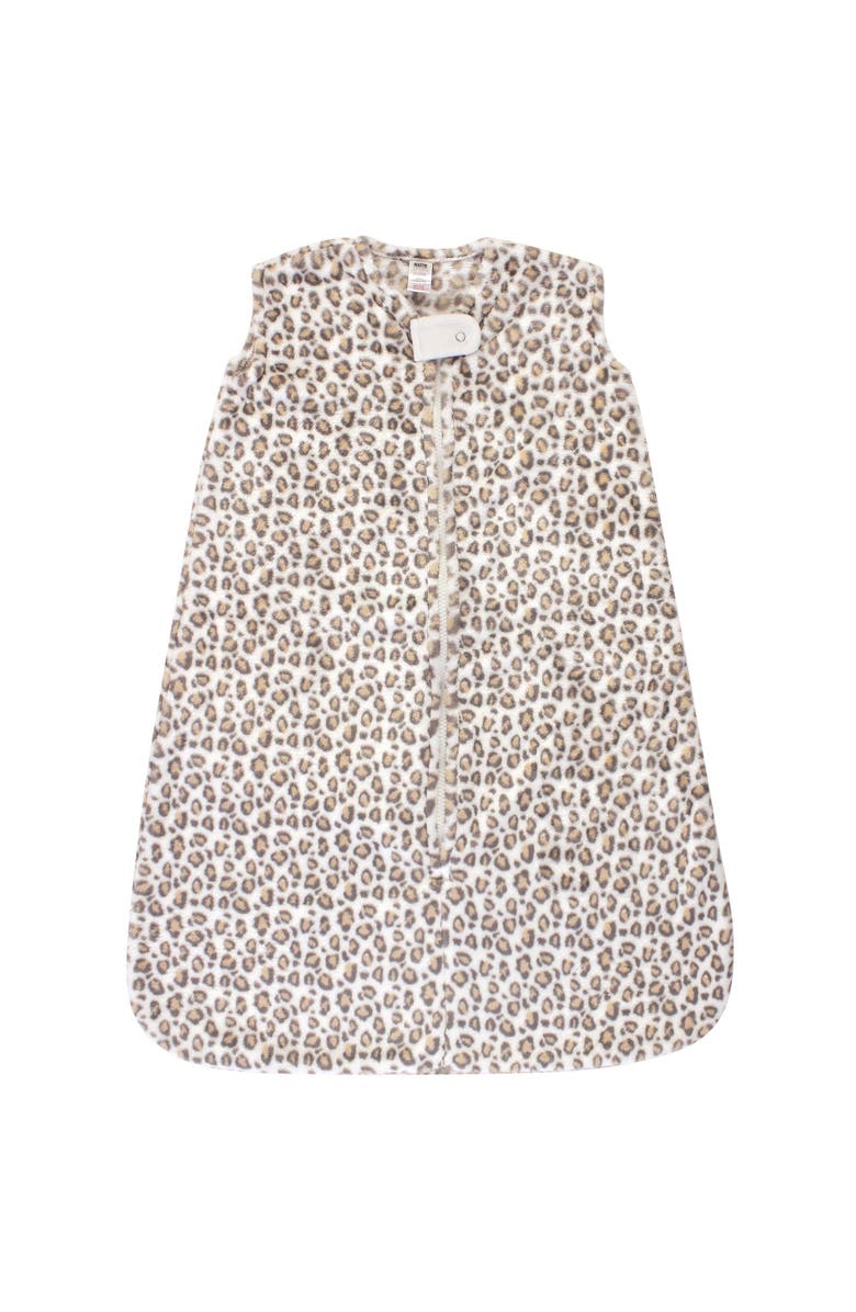 Hudson Baby Plush Flannel Sleeping Bag, Main, color, Cream Leopard