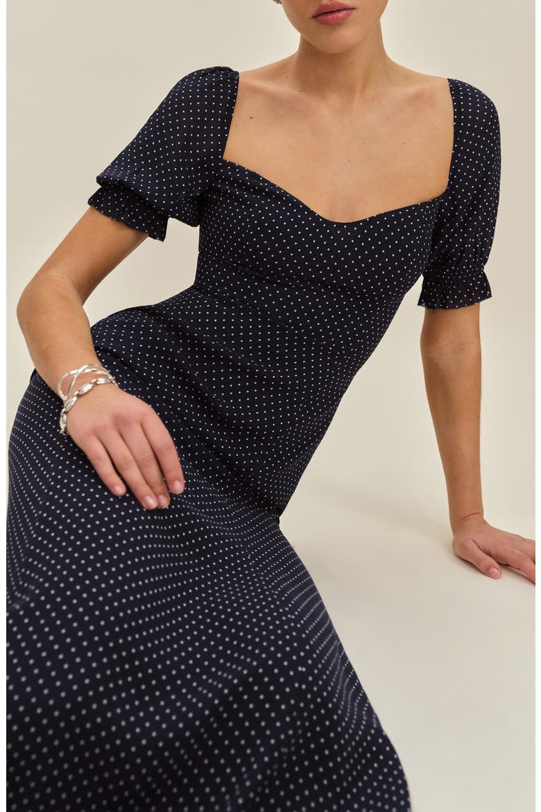 Gloria Swiss Dot Dress, Alternate, color, BUTTON