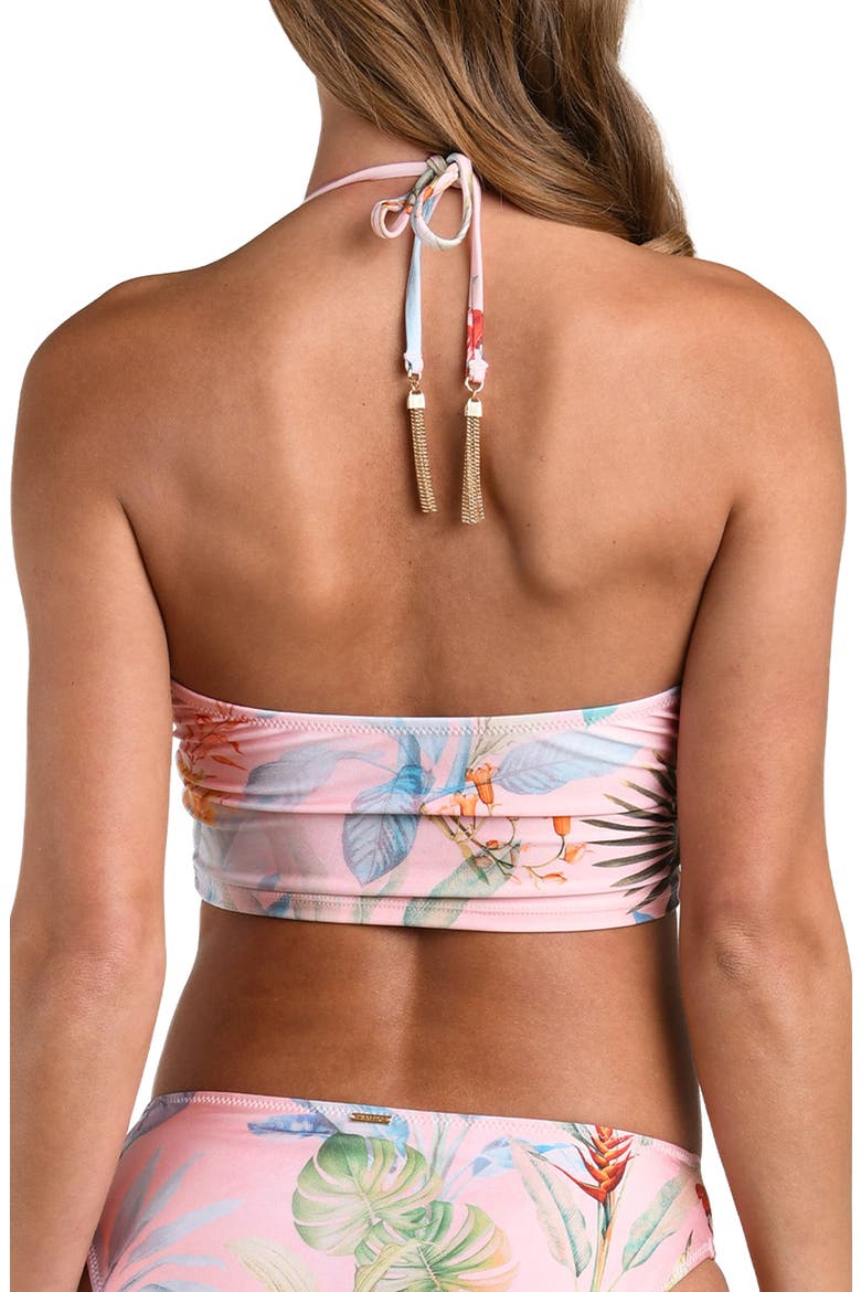 Colorful Palm Print Halter Swim Top, Alternate, color, PINK MULTI
