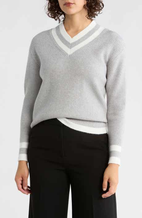Vigoss Varsity Stripe V-Neck Sweater