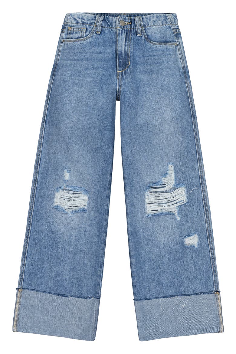 Kids' Mia Ripped Wide Leg Jeans, Main, color, MEDIUM WASH