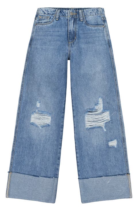Kids' Mia Ripped Wide Leg Jeans